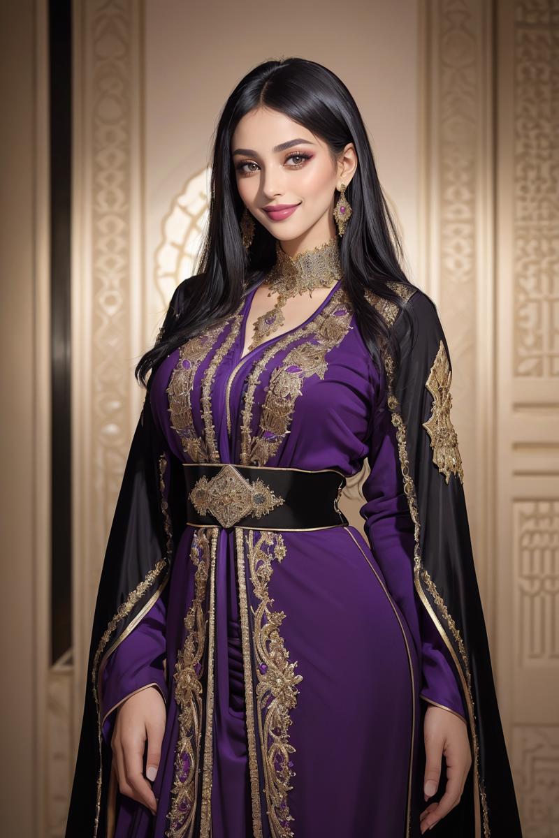 14086-3406262350-((masterpiece,best quality,edgQuality)),(smile),looking at viewer,standing,_edgCaftan, a woman with black hair wearing a purple.png